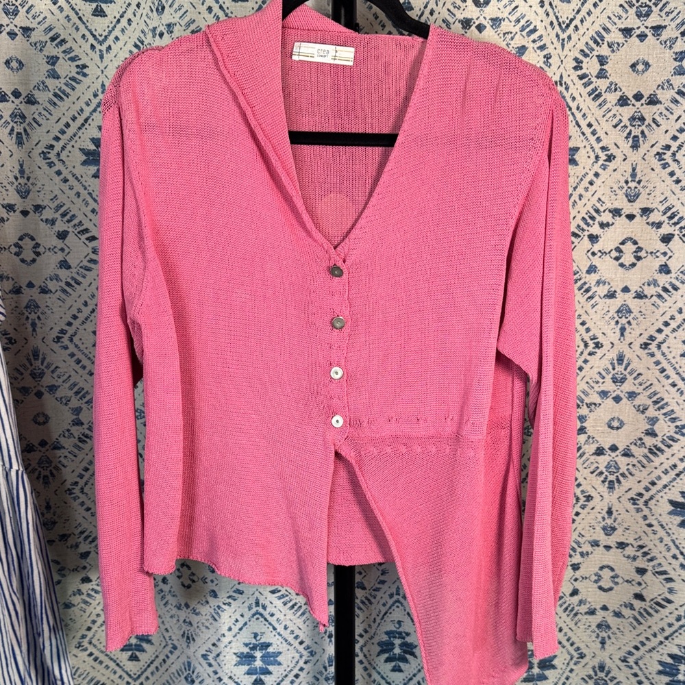 Crea concepts  Pink Button-Up Cardigan